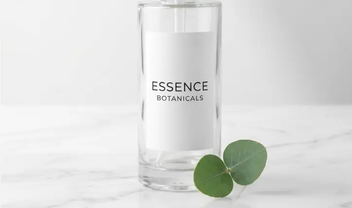 由 Seedream AI 生成的真实产品样机：大理石台面上的化妆品瓶。