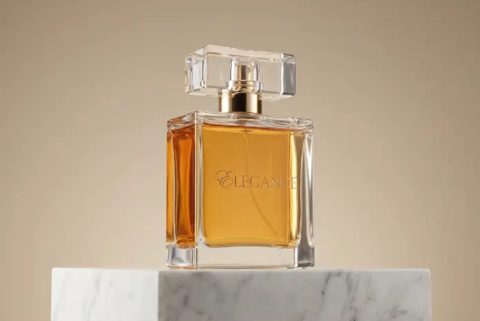 由 Flux AI 图像生成器渲染精准文字的高端产品广告图。