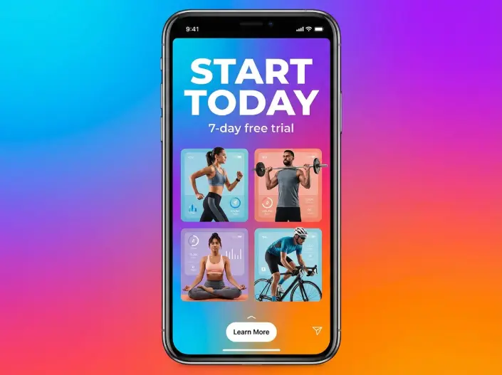 A social media ad concept with readable CTA text generated by Ideogram.