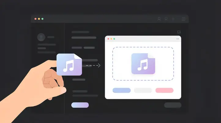 AIがオーディオスペクトログラムを解析し、ボーカル周波数と伴奏周波数を識別して分離している様子