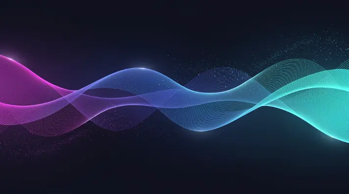 装飾的な音波背景 — MusGen AI で曲からボーカル除去を始める