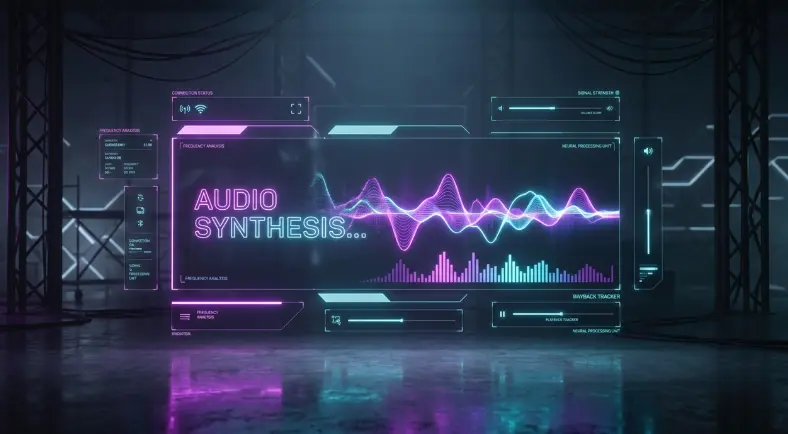 Modern user interface of an AI sound effect generator creating royalty free audio waves