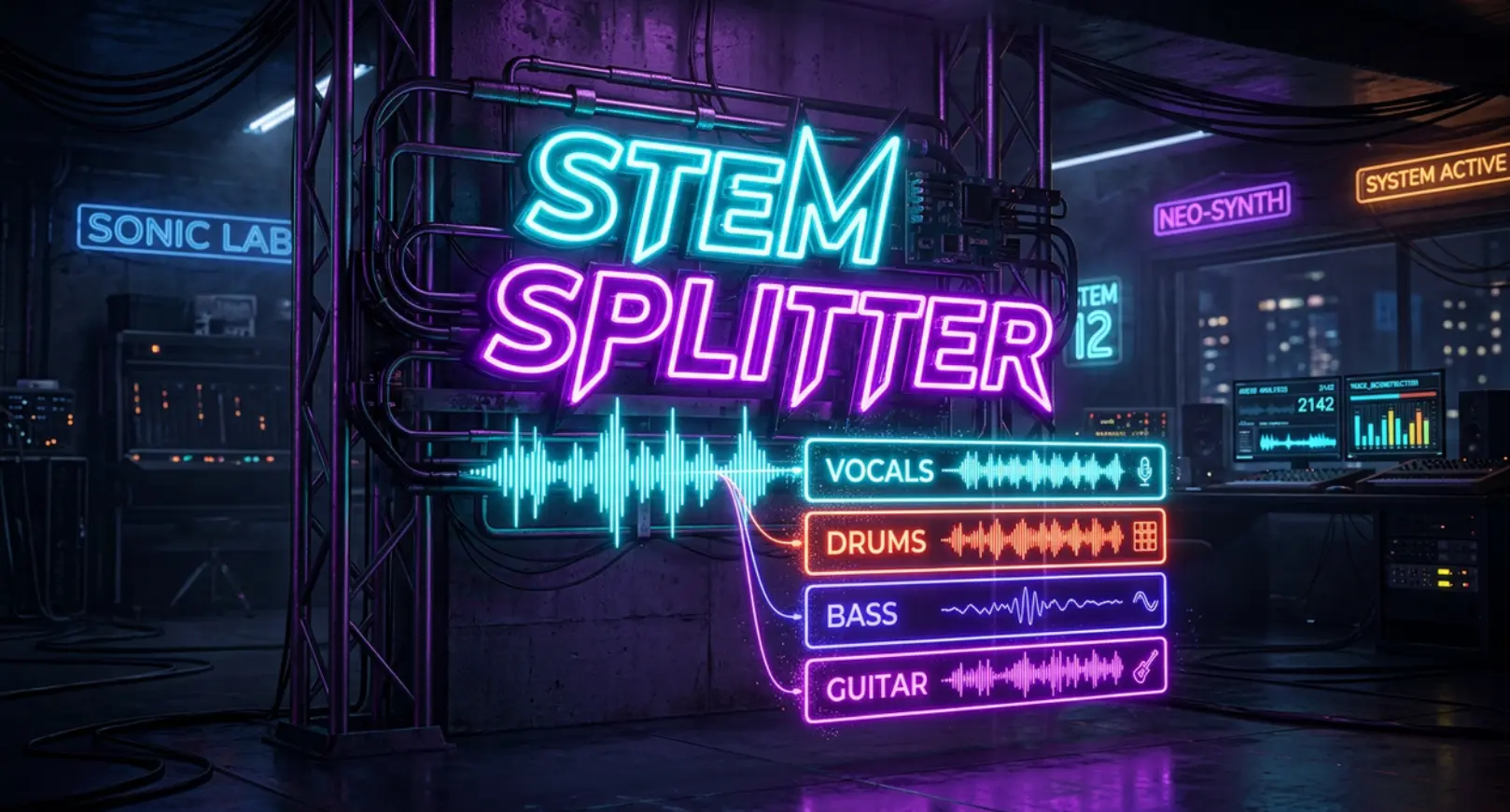 AI stem splitter extracting vocals and instruments