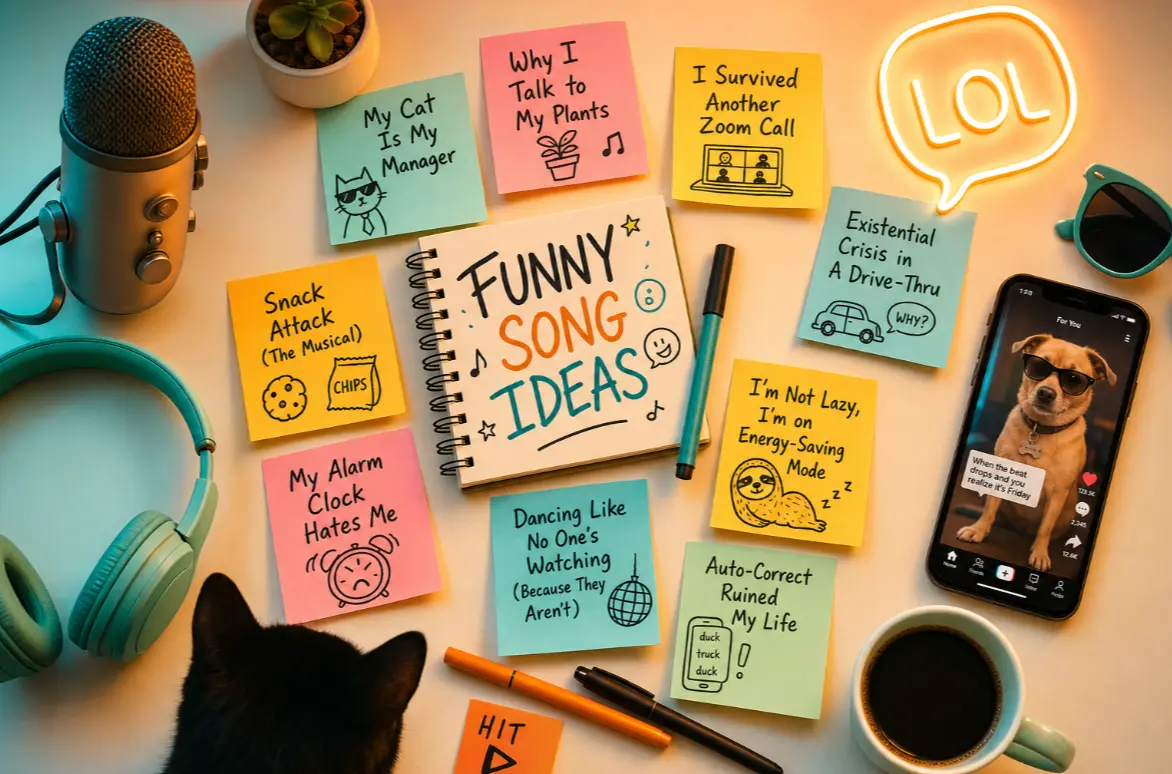 Song parody maker creating a funny birthday roast song for friends.