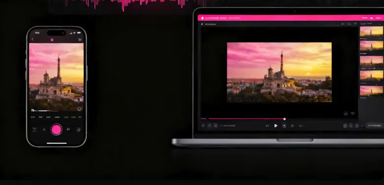 Photo Video Maker turning photos and music into a video