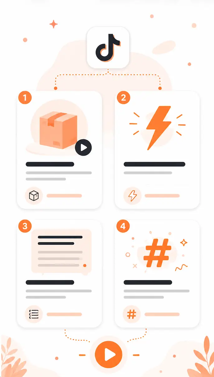 TikTok caption generator use cases for product videos, hooks, descriptions, and unique captions.