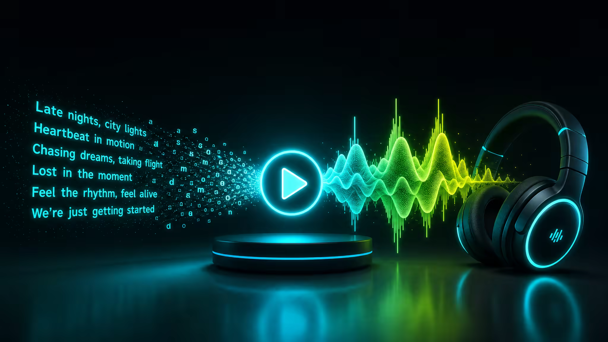 One-click handoff sending lyrics to the MusGen music generator
