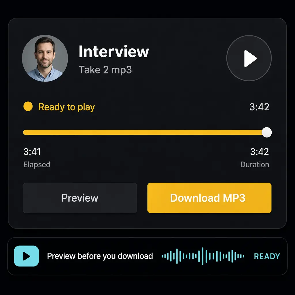 MP3 preview player ready to download after M4A conversion