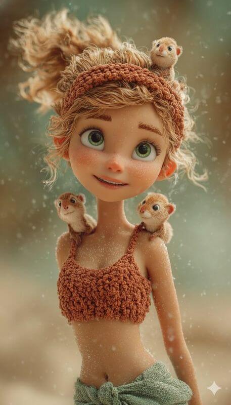 3D animation-style portrait