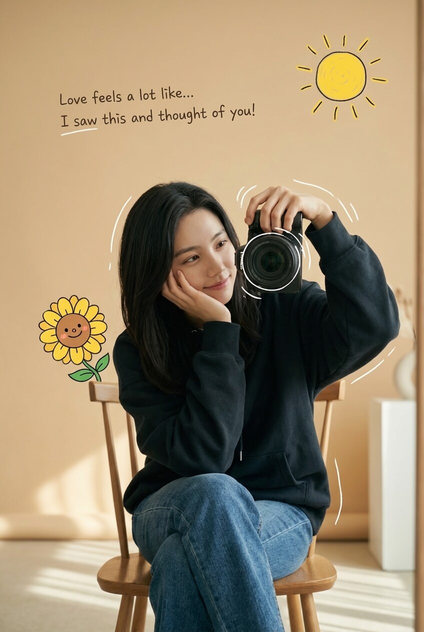 Realistic Photo with Overlay of Illustrated Stickers